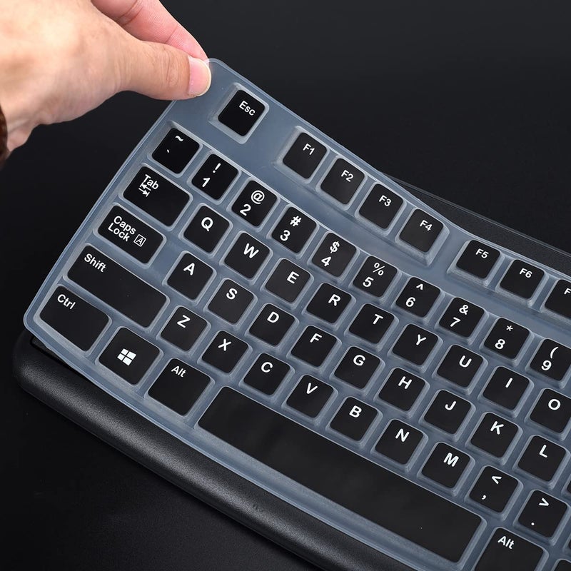 LEZE Keyboard Cover for Logitech K120 & MK120 Wired Keyboard, Ultra Thin Logitech MK120 & K120 Keyboard Skin Protector - Black - Image 2